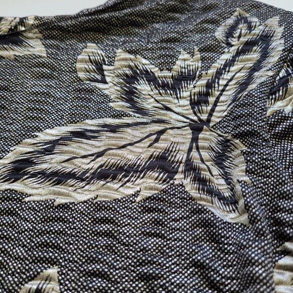 Vintage 80s Fun Funky Metallic Blouse Tag sz 18 Black Silver Leaf Slinky - Picture 12 of 15